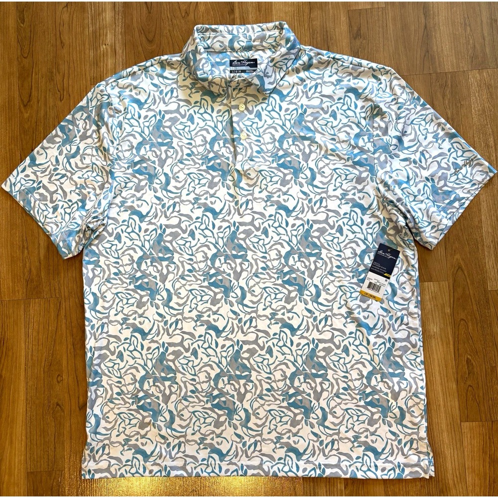Ben Hogan Performance Men's Short Sleeve Floral Golf Polo Stretch UV Large